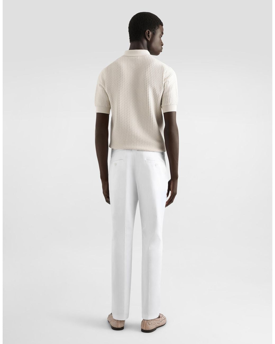 Dolce & Gabbana Natural Cotton Polo-Shirt With Embroidered Logo for men