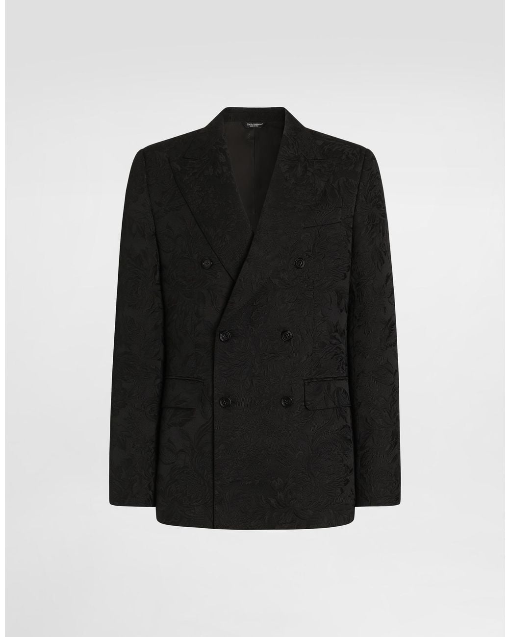 Dolce & Gabbana Black Sicilia Light Double-Breasted Brocade Jacket for men