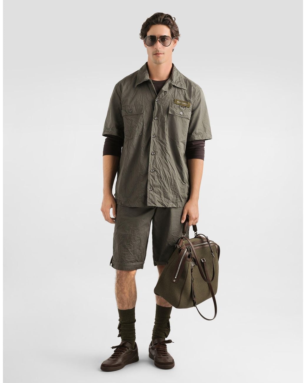 Dolce & Gabbana Gray Canvas Shirt for men
