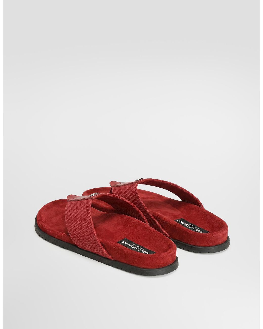 Dolce & Gabbana Red Logo Flip Flops for men