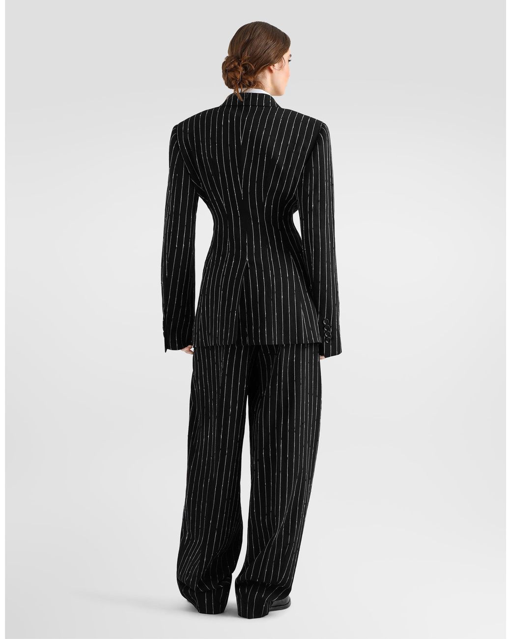 Dolce & Gabbana Black Pinstripe Virgin Wool Trousers
