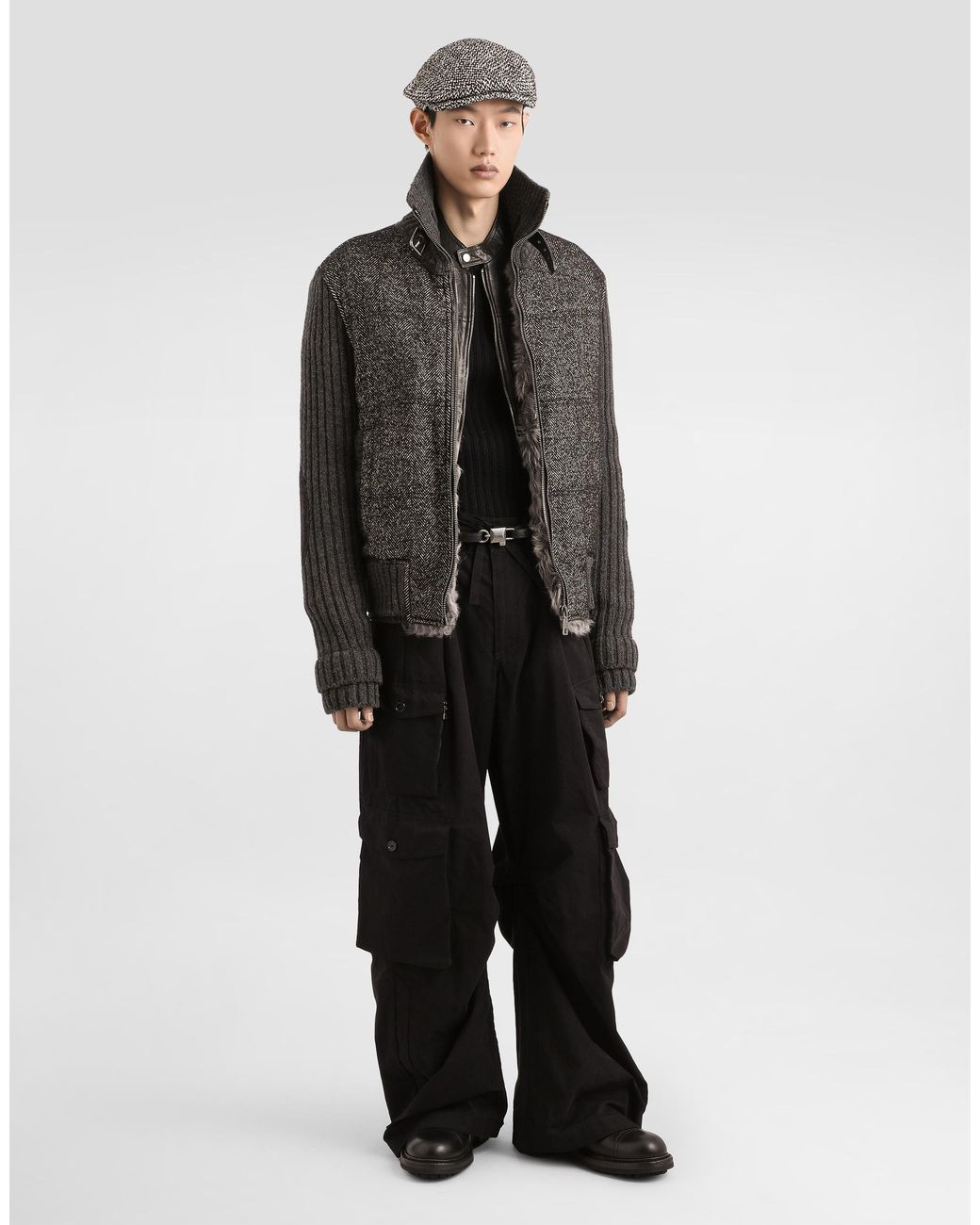 Dolce & Gabbana Black Knitted Houndstooth Jacket for men