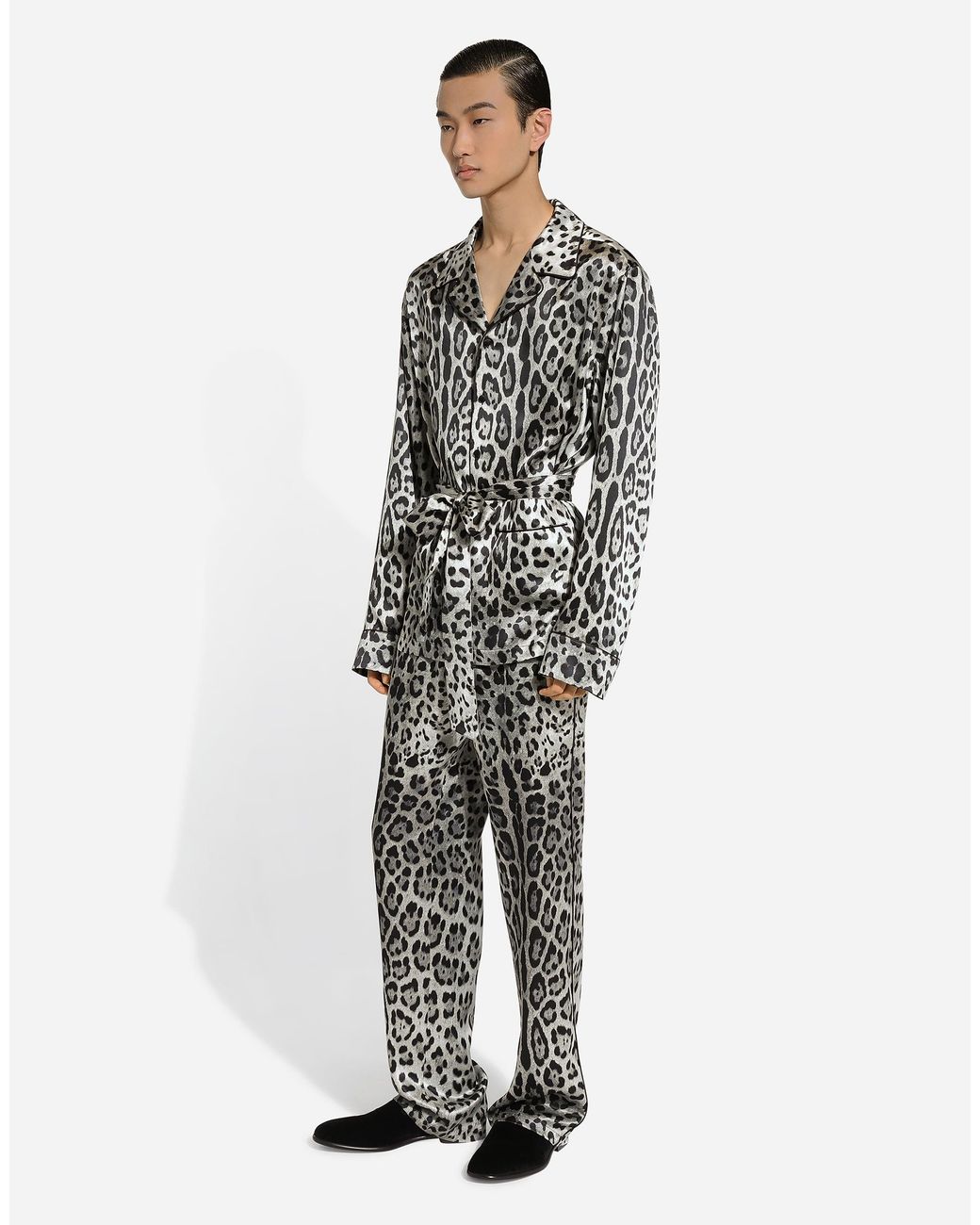 Dolce & Gabbana Multicolor Leopard- Satin Pants for men