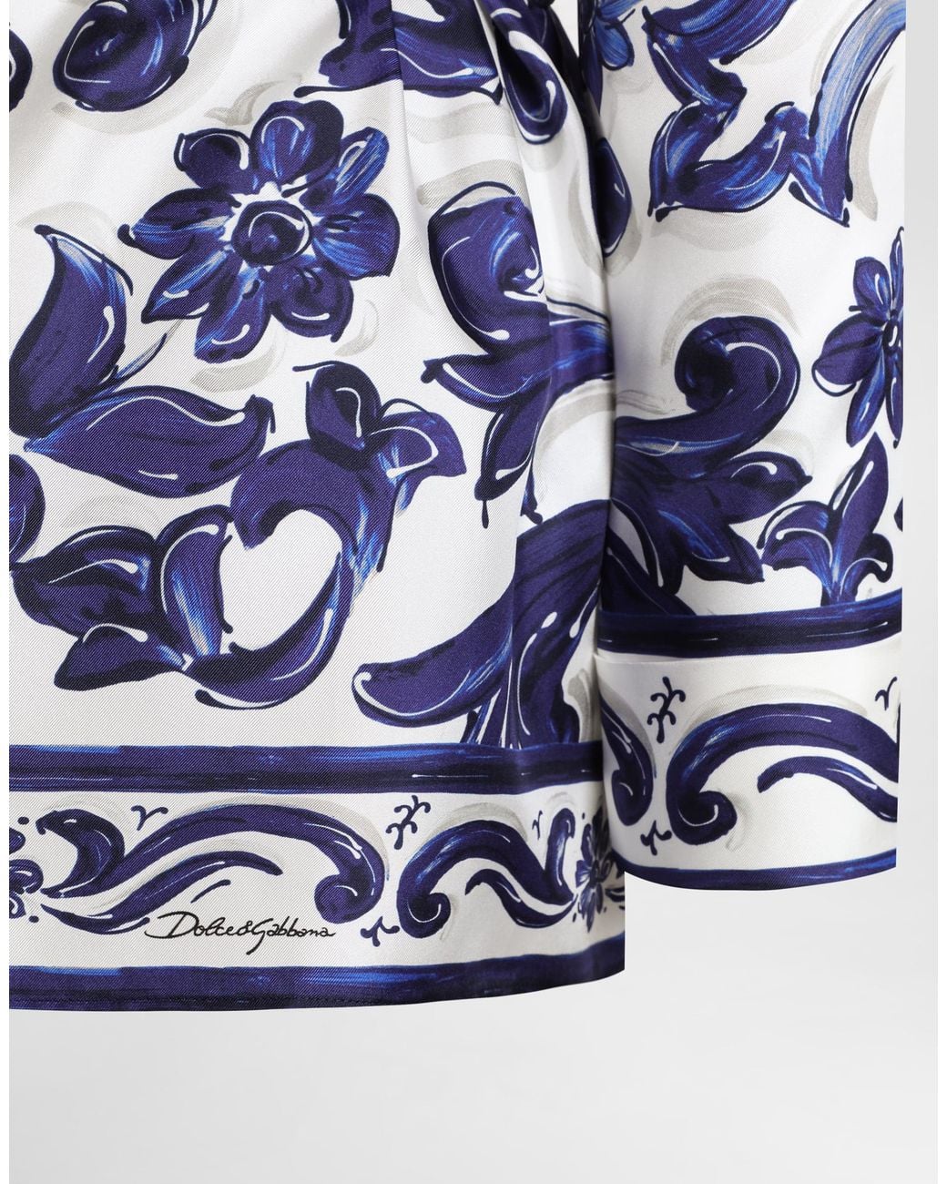Dg Exclusive Chemise Vanity En Soie À Majoliques Dolce & Gabbana en coloris Blue