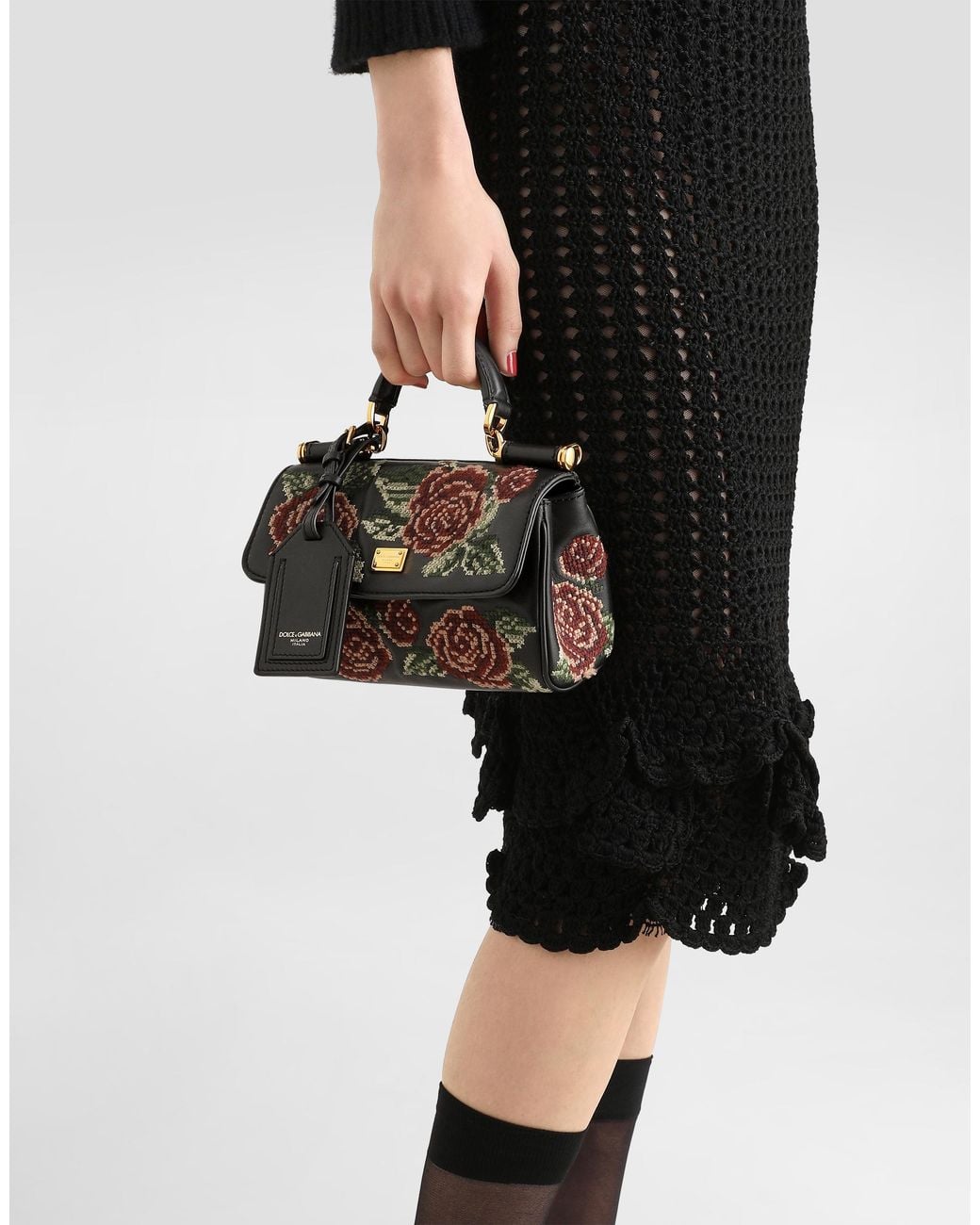 Dolce & Gabbana White Mini My Sicily Handbag With Fine Stitch Embroidery