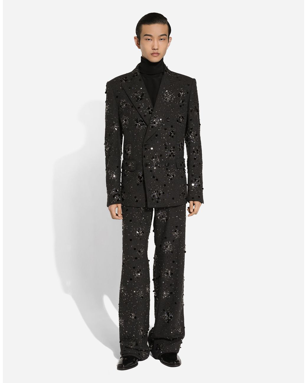 Dolce & Gabbana Black Loose Silk Turtleneck With Shirt Cuffs for men