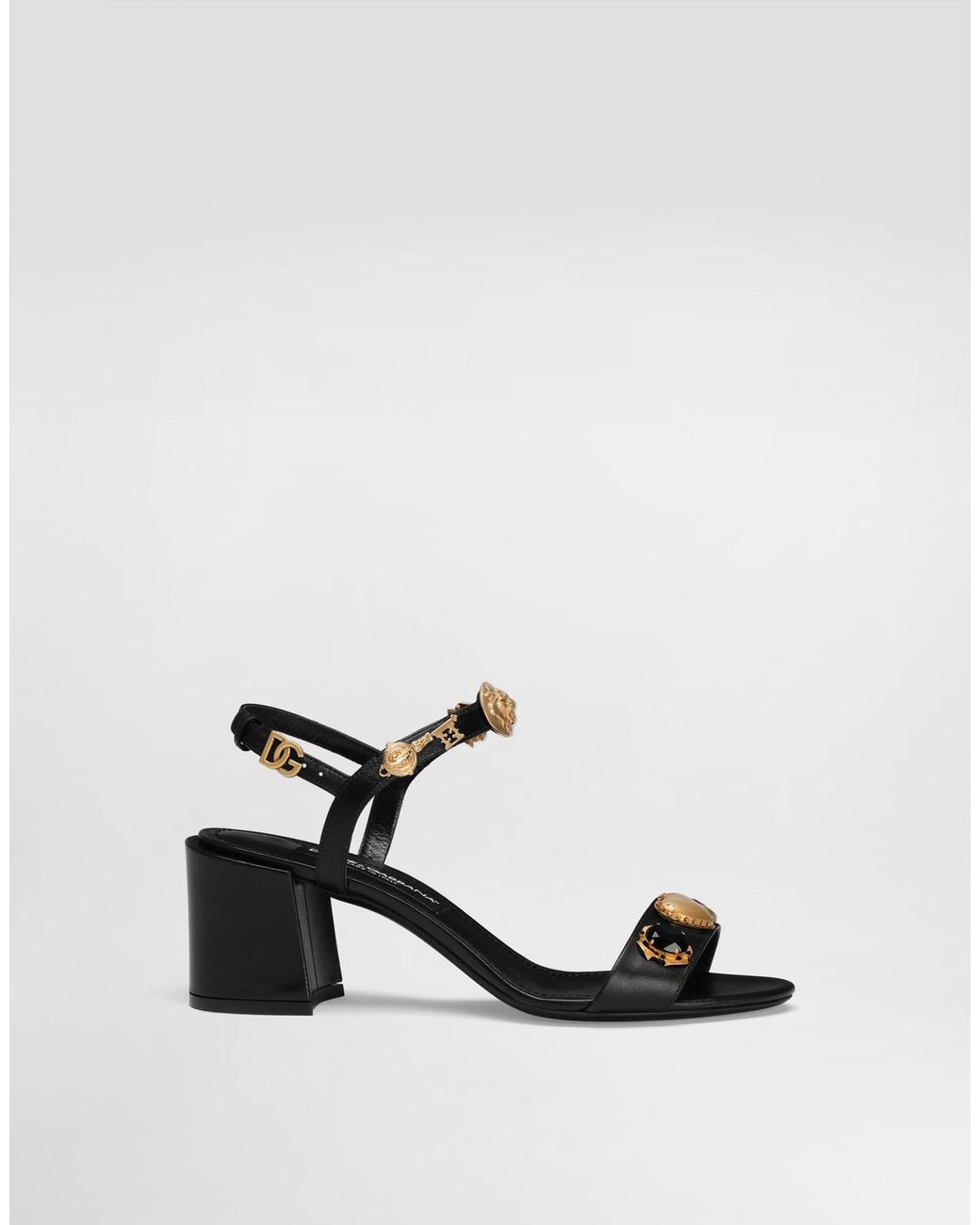 Dolce & Gabbana Black Sandals With Embroidery And Stones