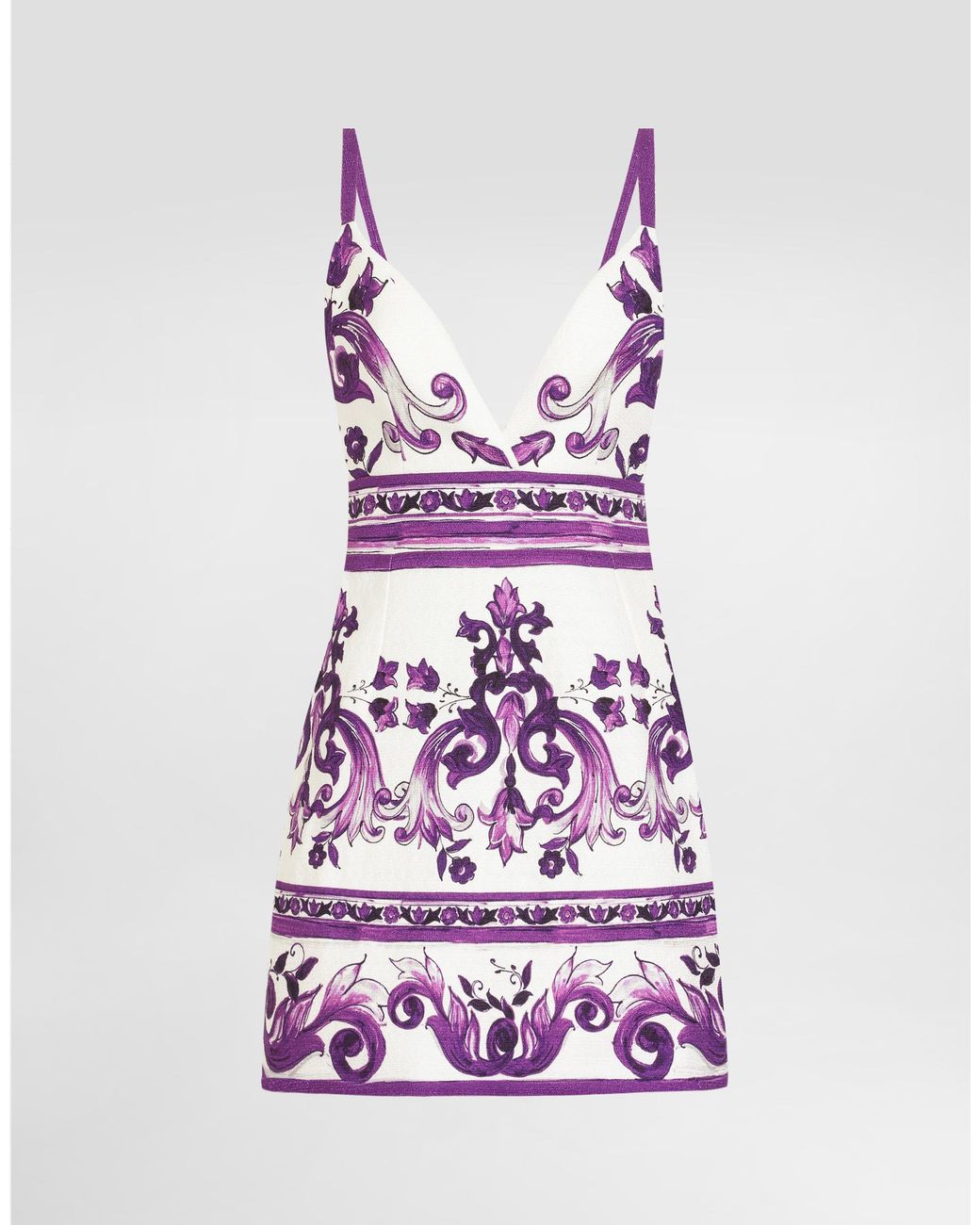 Dolce & Gabbana Purple Majolica-Print Dress