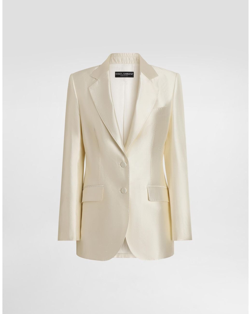Dolce & Gabbana Natural Single-Breasted Mikado Silk Jacket