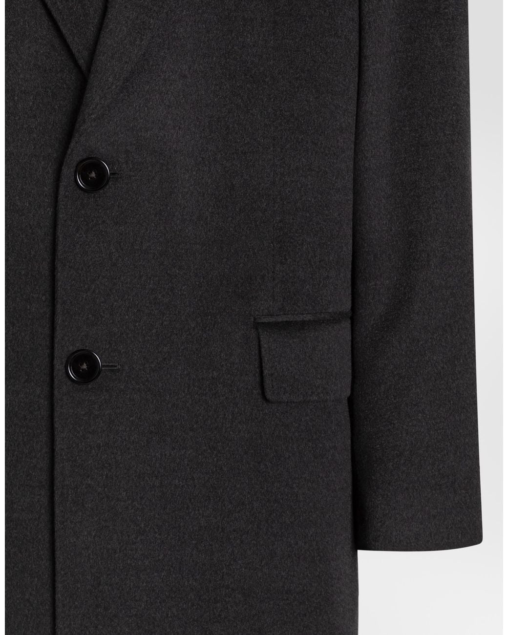 Dolce & Gabbana Black Single-Breasted Wool Coat for men