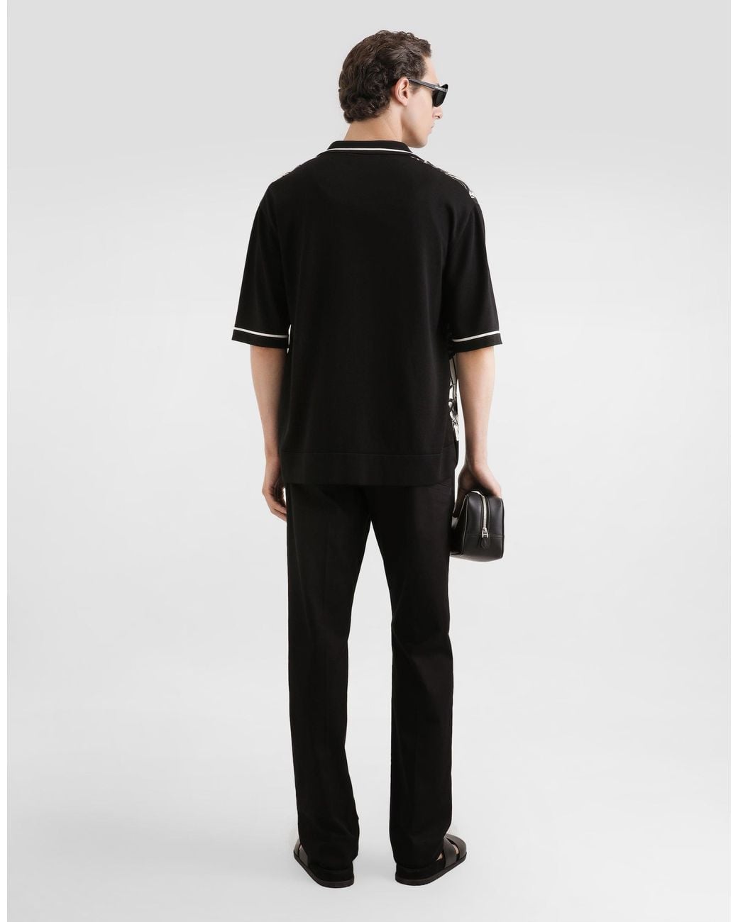 Dolce & Gabbana Black Cotton Gabardine Trousers for men