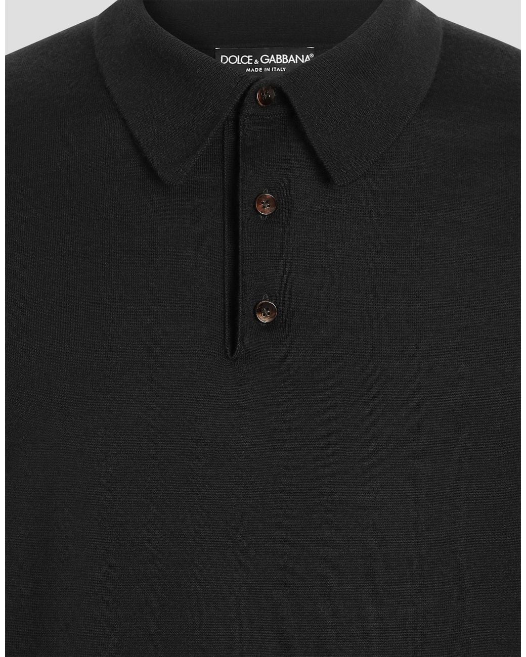 Dolce & Gabbana Black Cashmere Polo Shirt for men