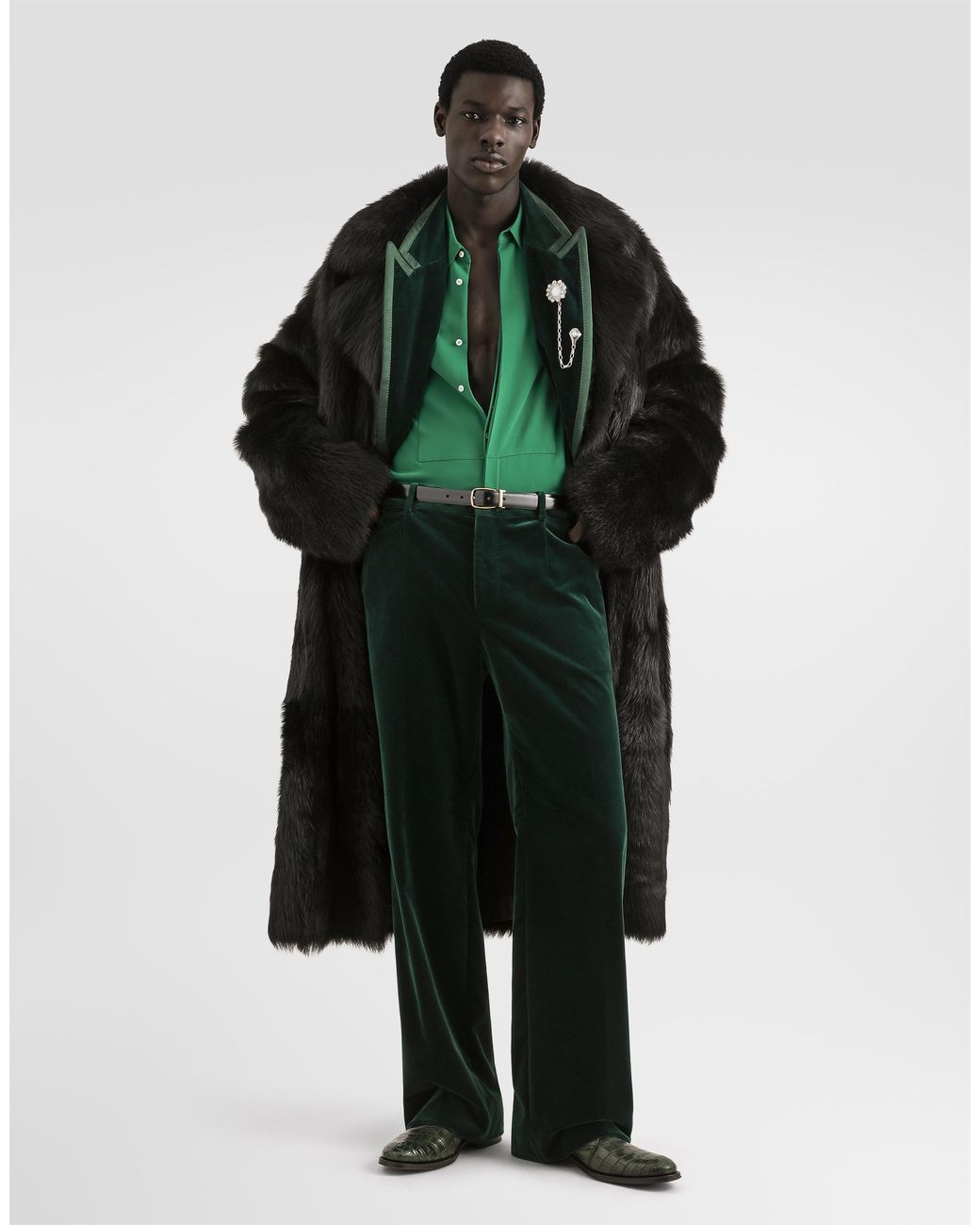 Dolce & Gabbana Green Crêpe De Chine Shirt for men