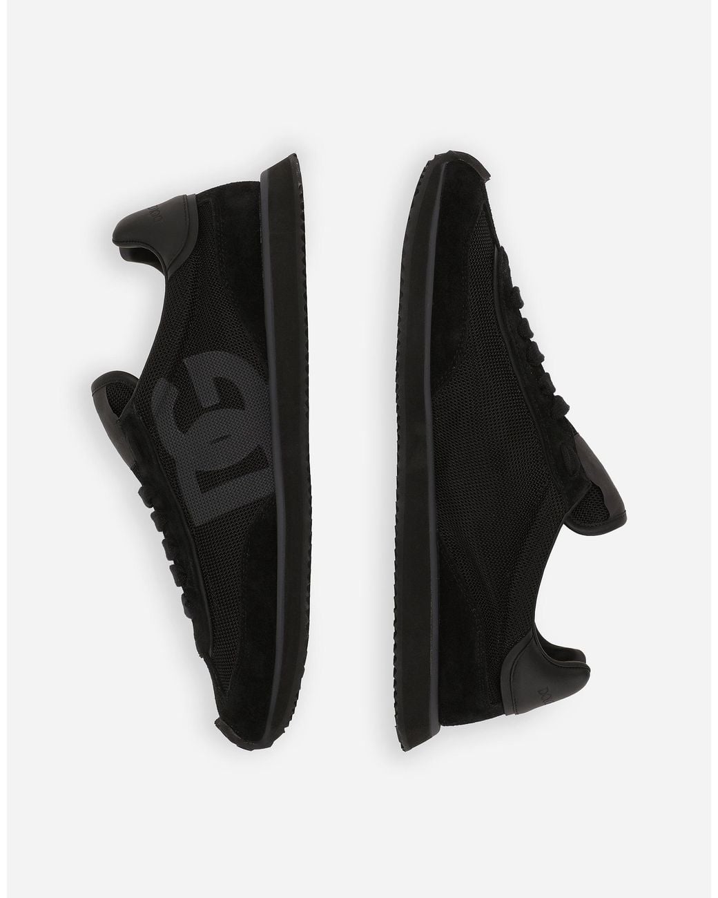 Dolce & Gabbana Black Mixed-Material Dg Cushion Sneakers for men