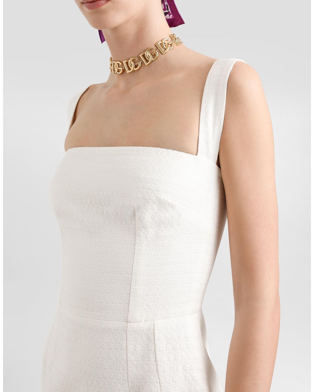 Dolce & Gabbana White Stretch Mat Dress