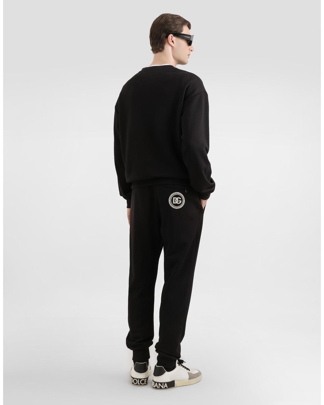 Dolce & Gabbana Black Jersey Trousers With Patch for men