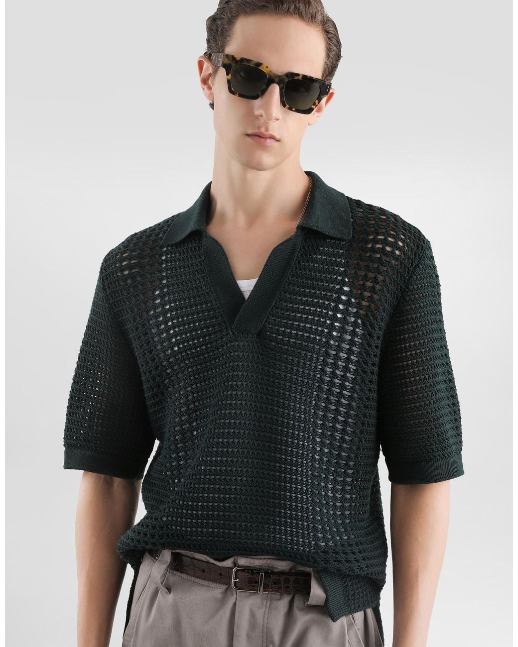 Dolce & Gabbana Black Wool Polo Shirt for men