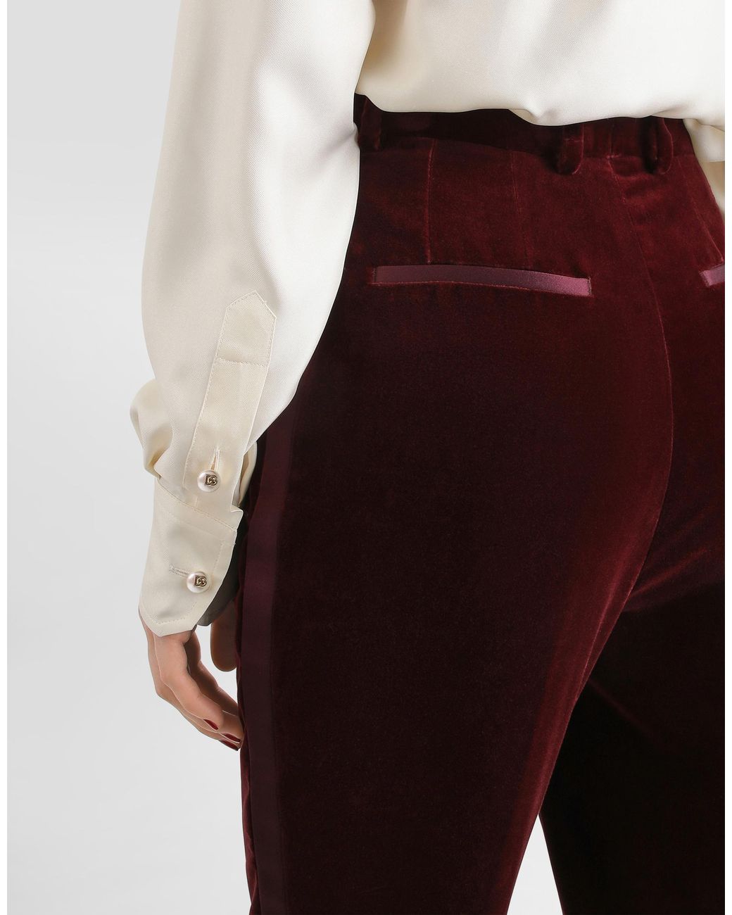 Dolce & Gabbana Red Velvet Trousers