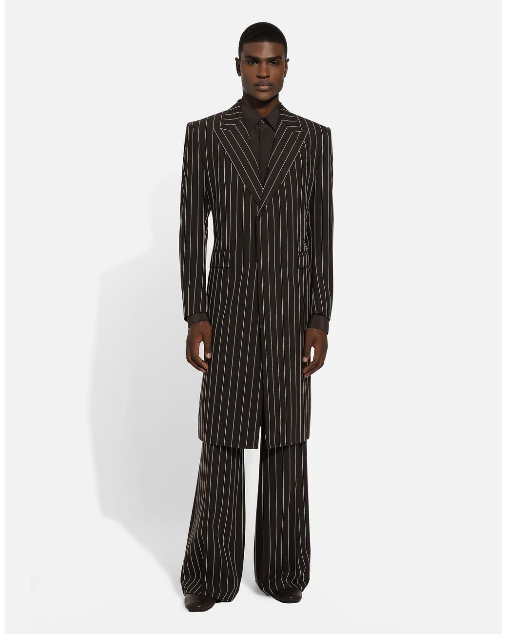 Dolce & Gabbana Black Silk Martini-Fit Shirt With Shirt Front for men