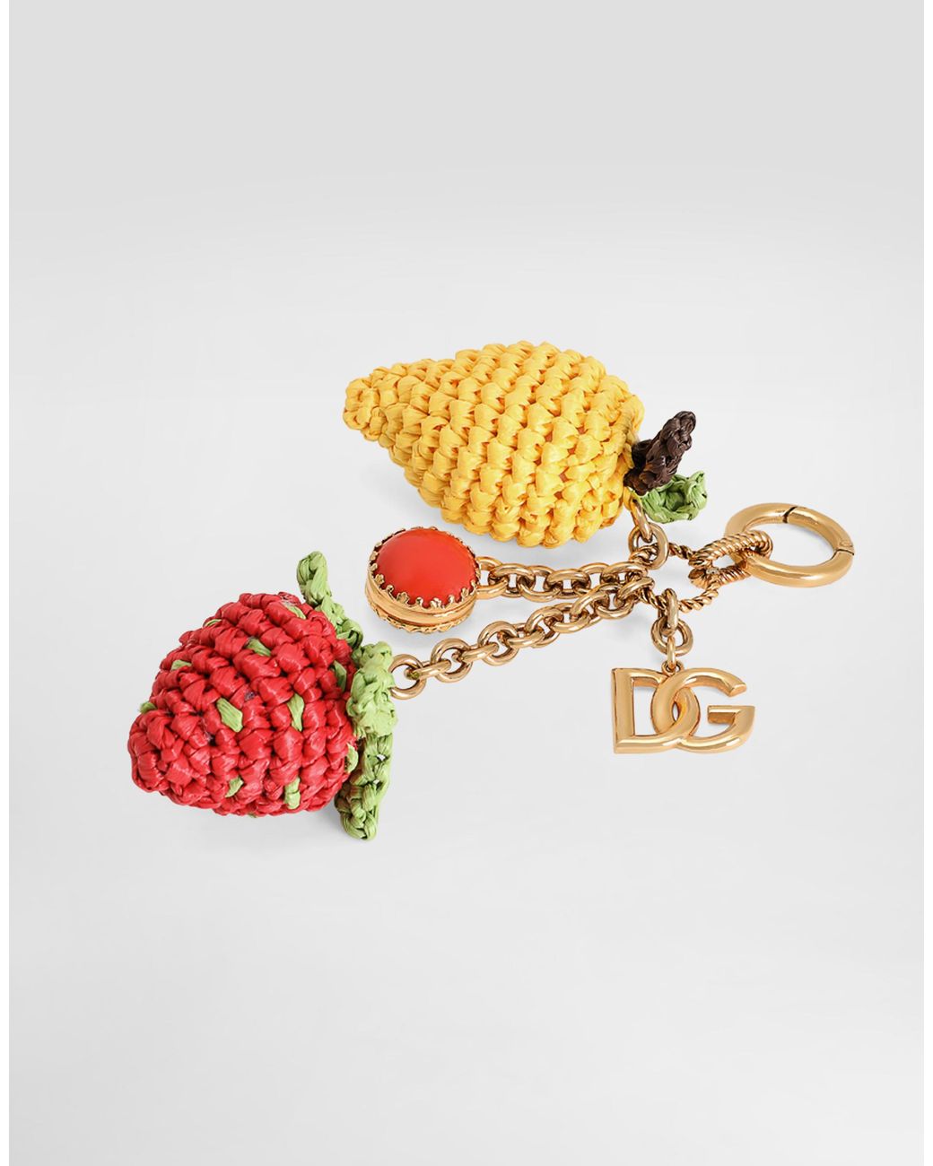 Dolce & Gabbana White Metal And Rafia Keychain