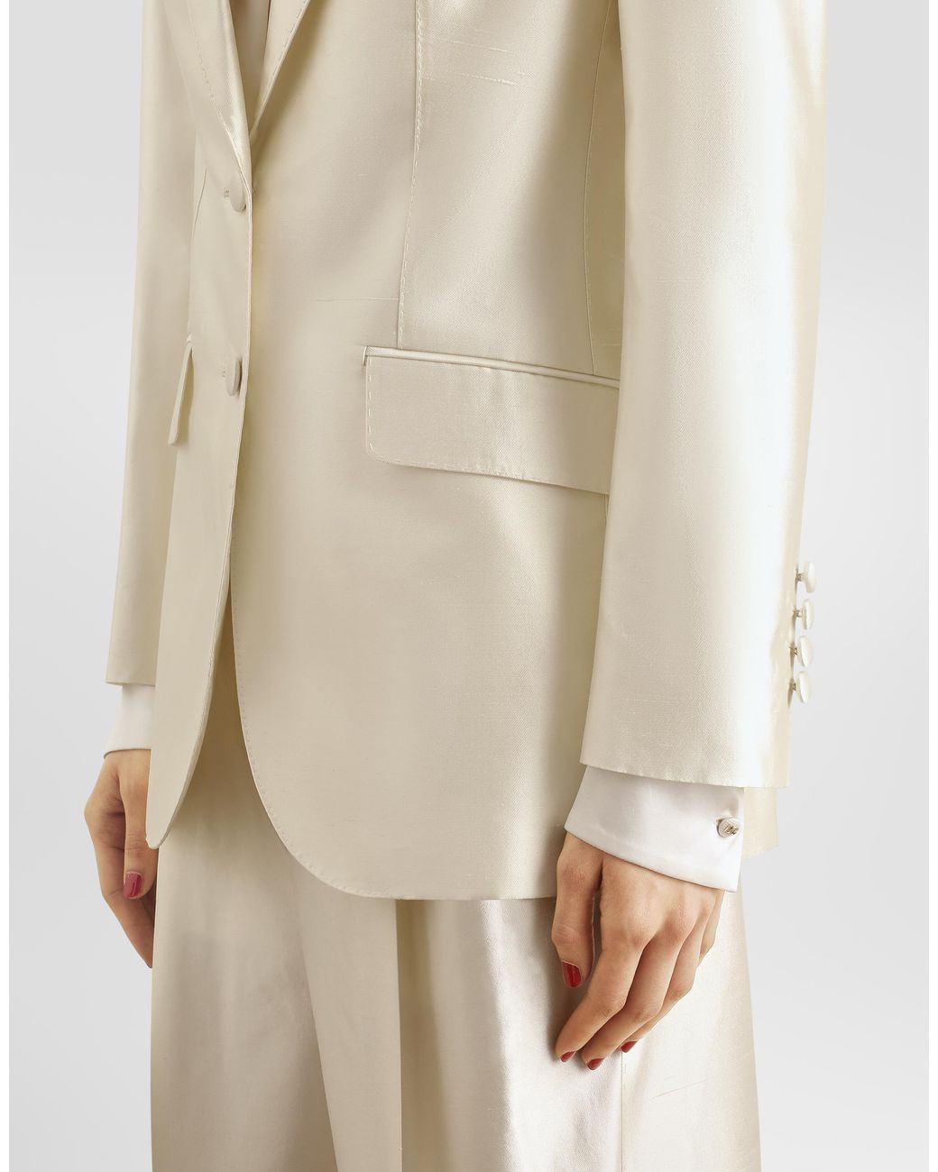 Dolce & Gabbana Natural Single-Breasted Mikado Silk Jacket