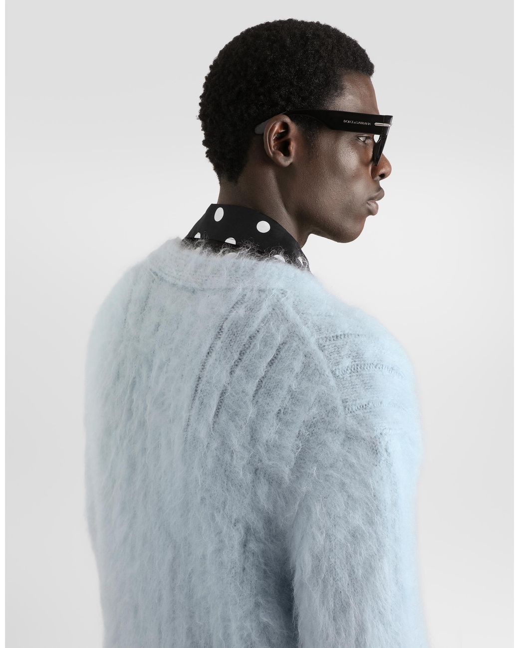 Dolce & Gabbana Blue Mohair Cardigan for men
