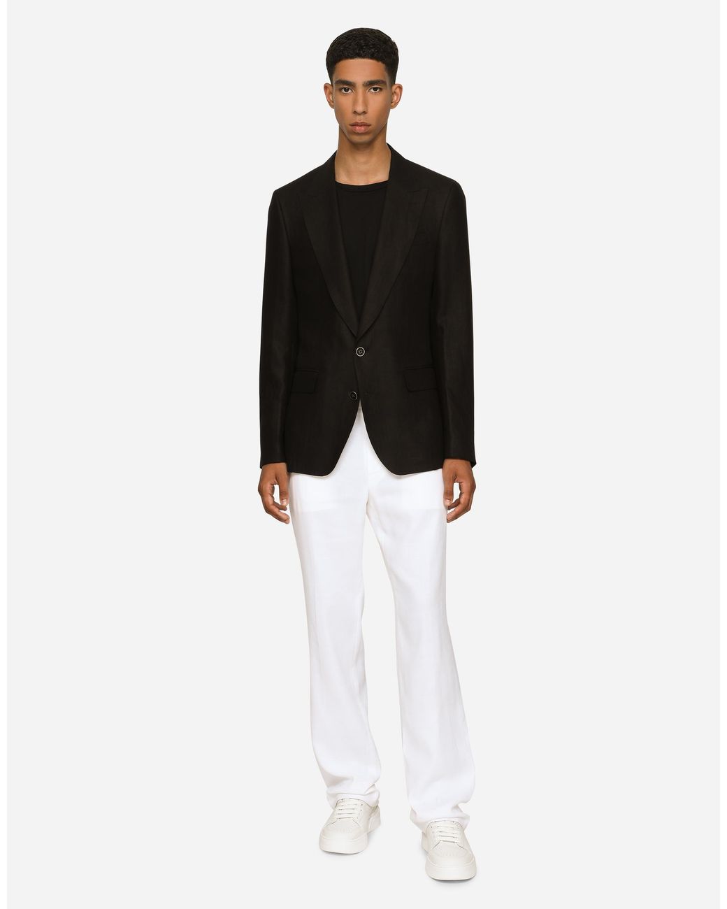 Dolce & Gabbana Black Linen Sicilia-Fit Jacket for men