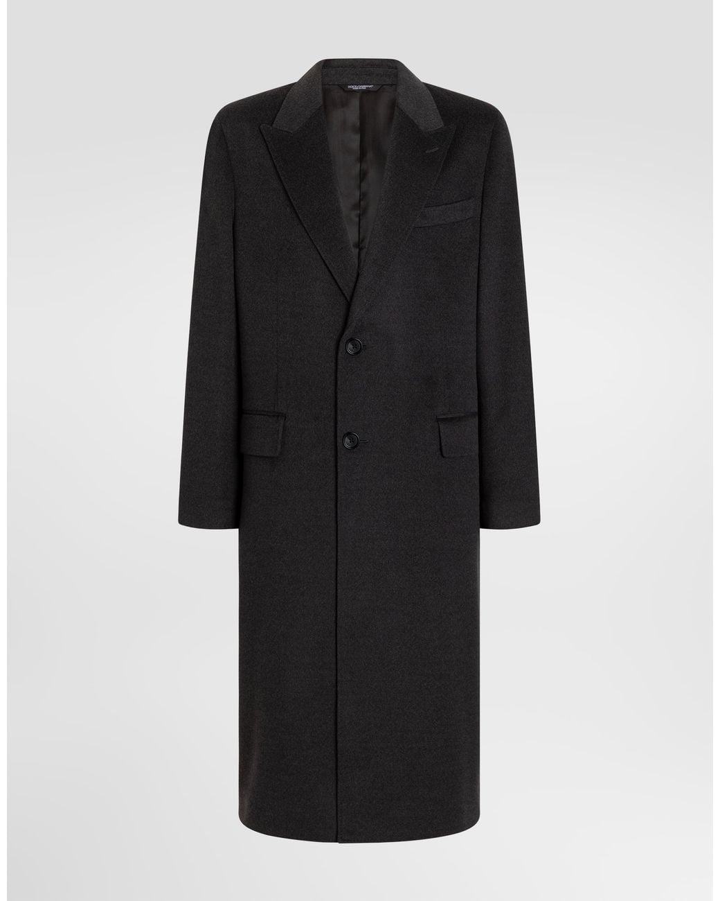 Dolce & Gabbana Black Single-Breasted Wool Coat for men