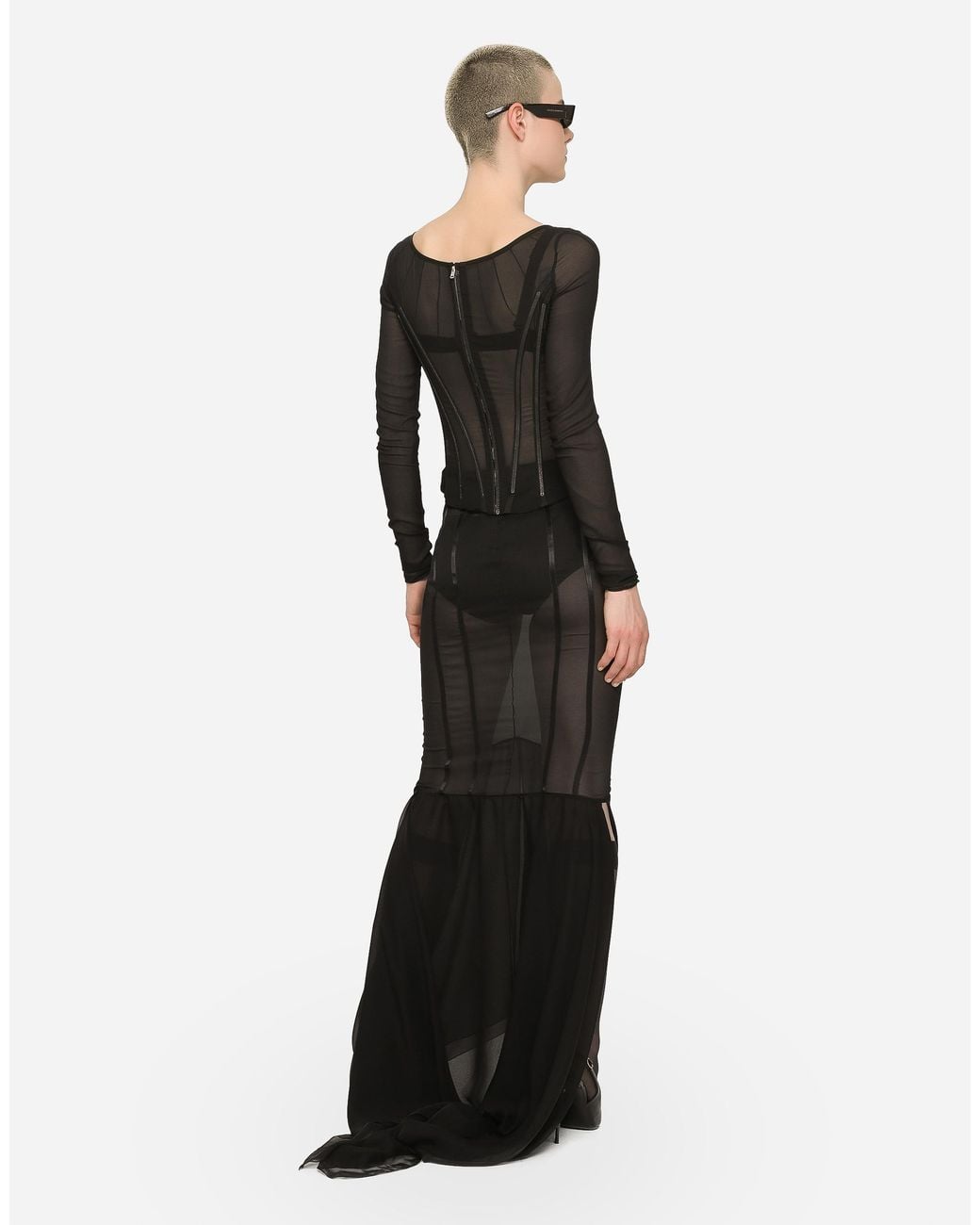 Dolce & Gabbana Black Silk-Blend Sicily Ruffle Maxi Skirt