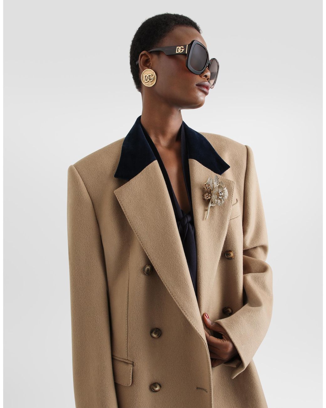 Dolce & Gabbana Natural Double-Breasted Cashmere Jacket
