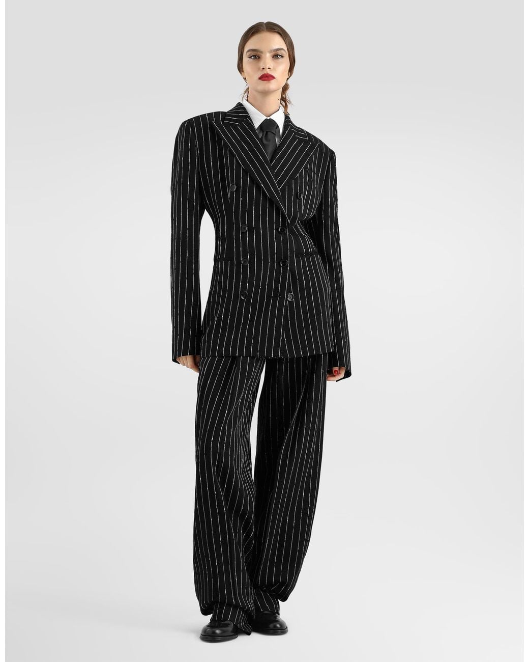 Dolce & Gabbana Black Pinstripe Virgin Wool Trousers