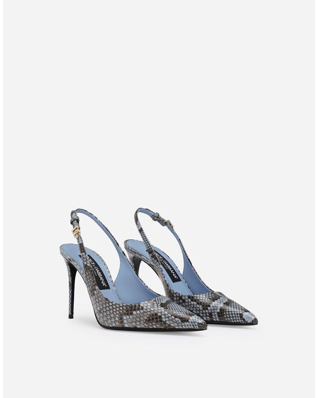 Dolce & Gabbana White Python Skin Slingbacks