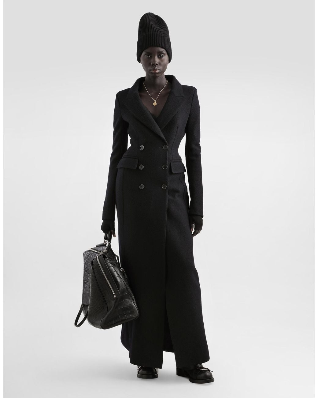 Dolce & Gabbana Black Double-Breastedwool Coat