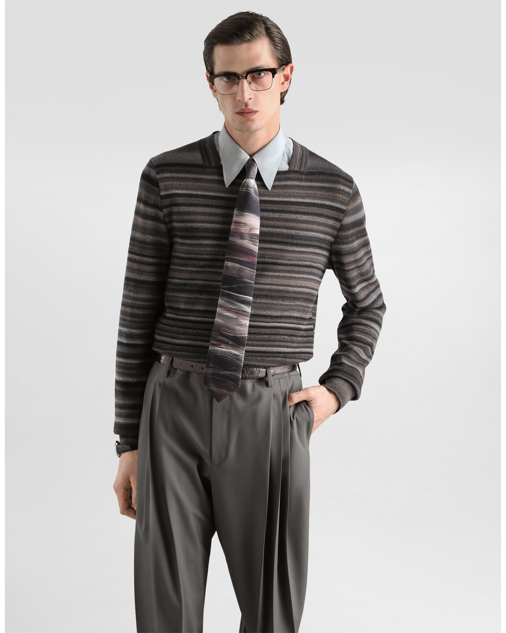 Dolce & Gabbana Black Pull Colloquadro M/L for men