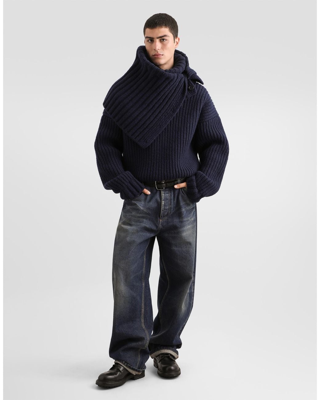 Dolce & Gabbana Blue Wool Turtleneck for men