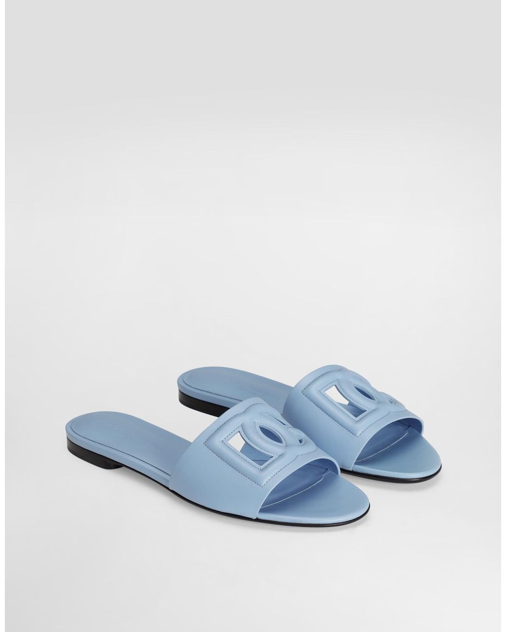 Dolce & Gabbana Blue Leather Dg Millennials Flats
