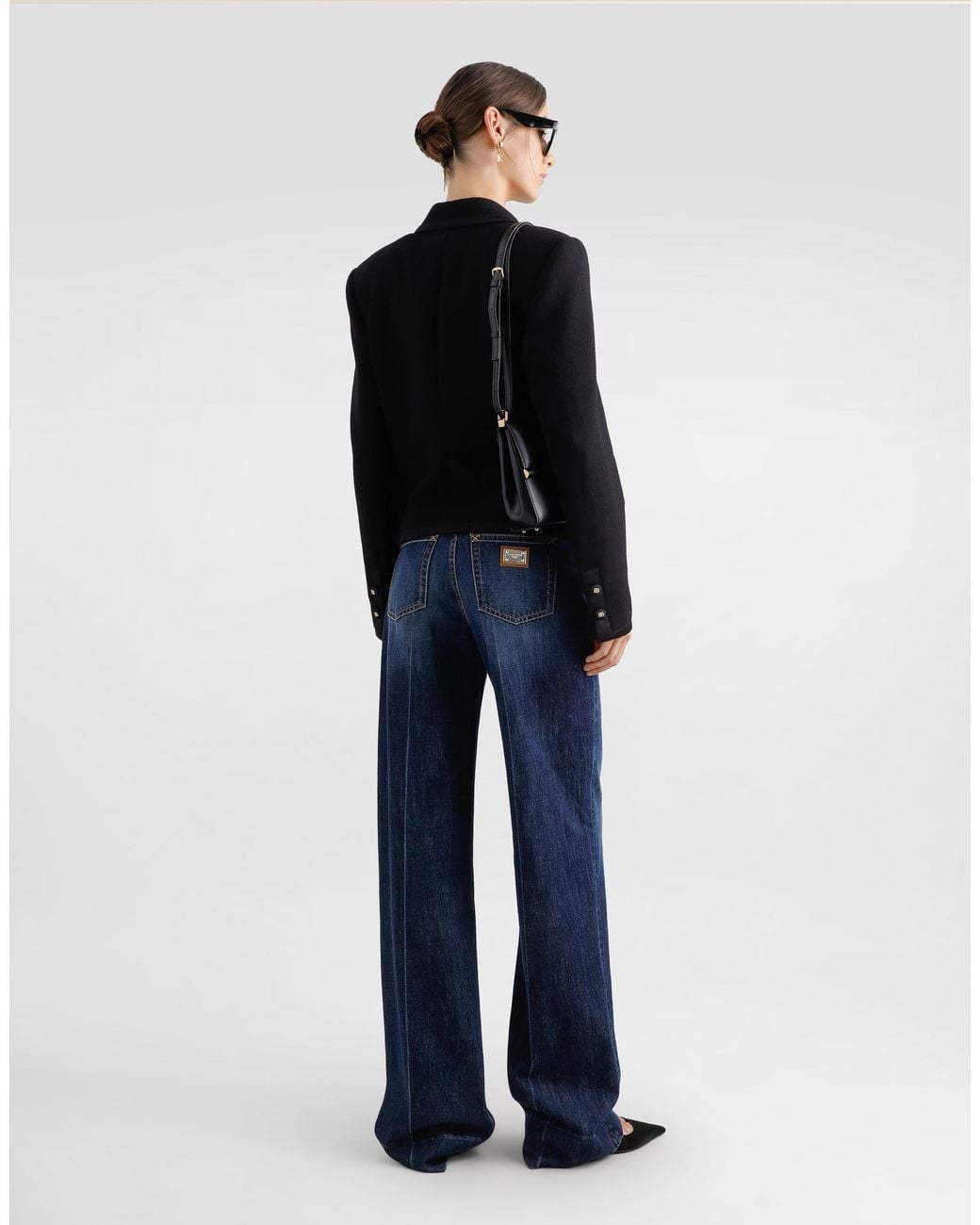 Dolce & Gabbana Black Short Double-Breasted Wool Crepe Jacket