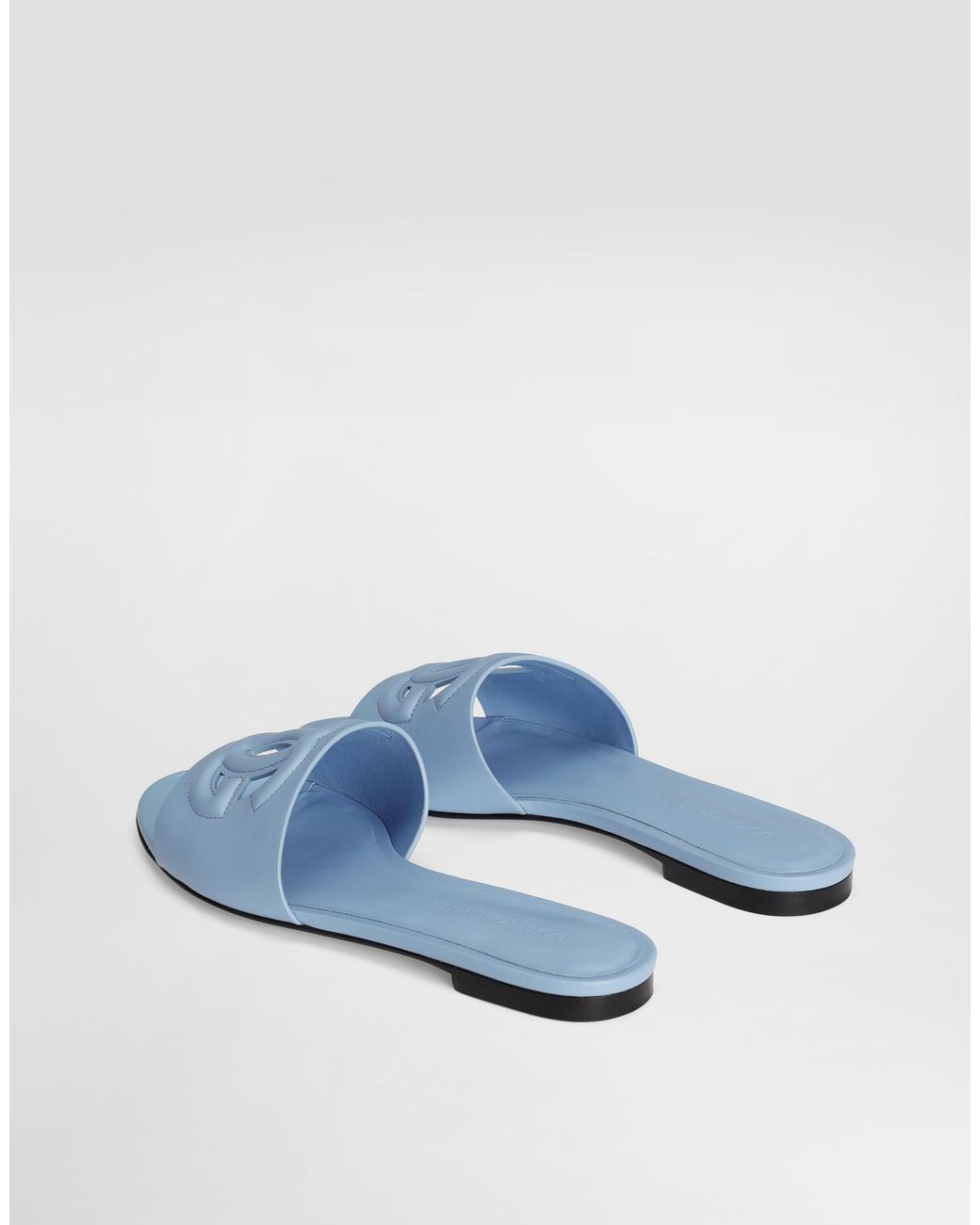 Dolce & Gabbana Blue Leather Dg Millennials Flats