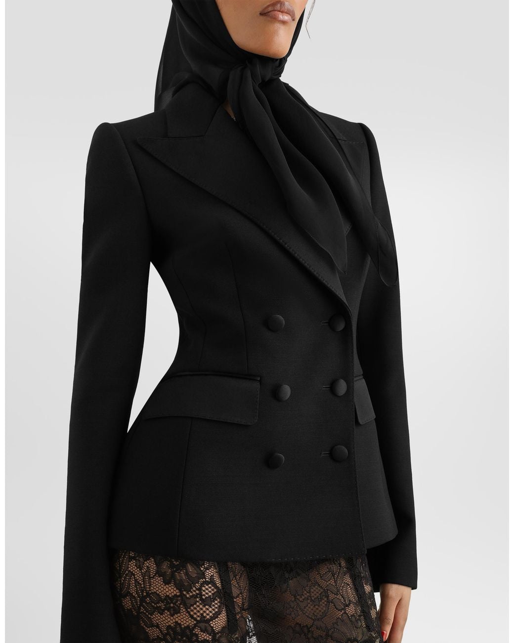 Dolce & Gabbana Black Wool Cady Double-Breasted Jacket