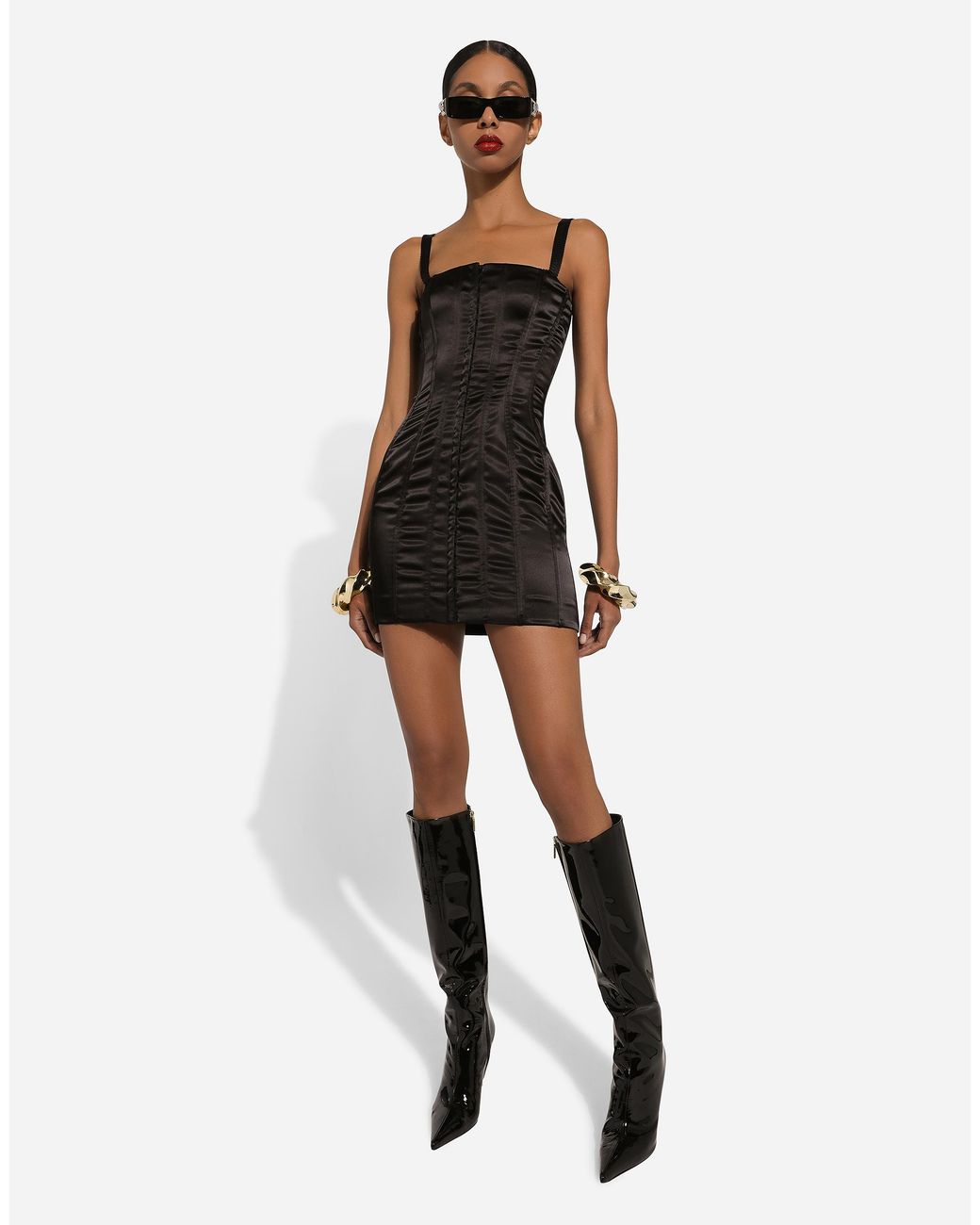 Dolce & Gabbana Black Short Strapless Satin Dress
