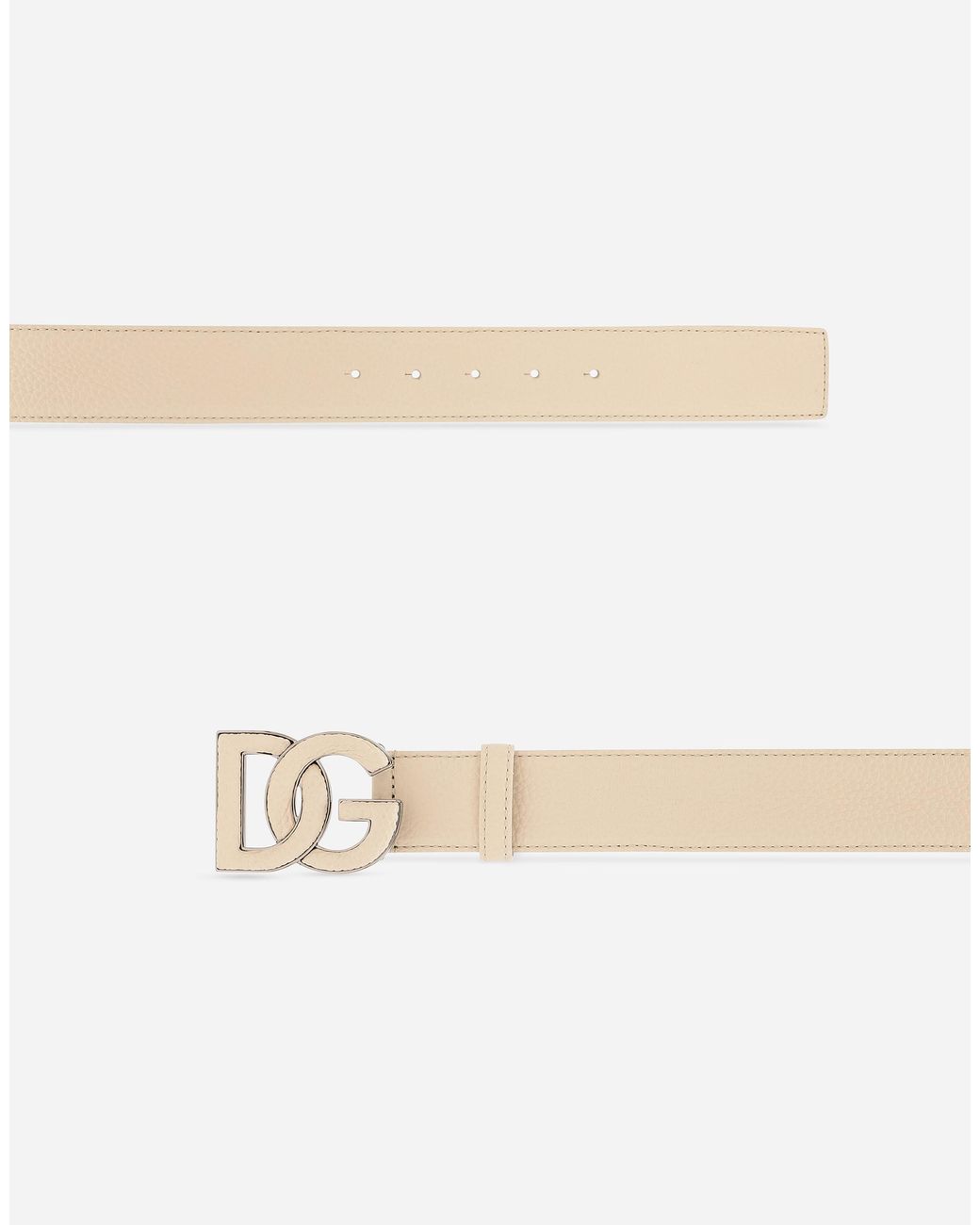 Dolce & Gabbana Natural Deerskin-Print Calfskin Belt With Logo Print for men