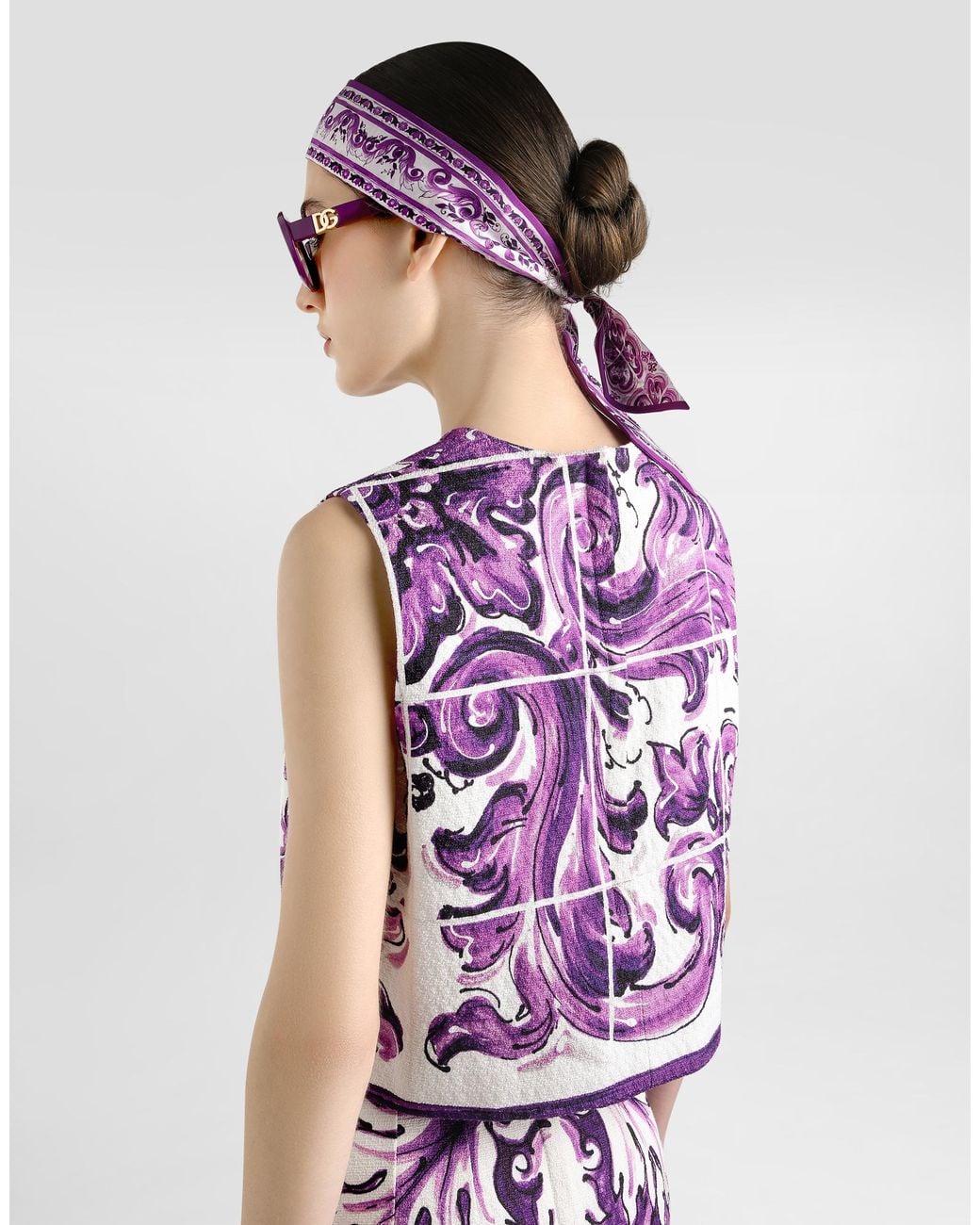 Dolce & Gabbana Purple Majolica-Print Mat Top