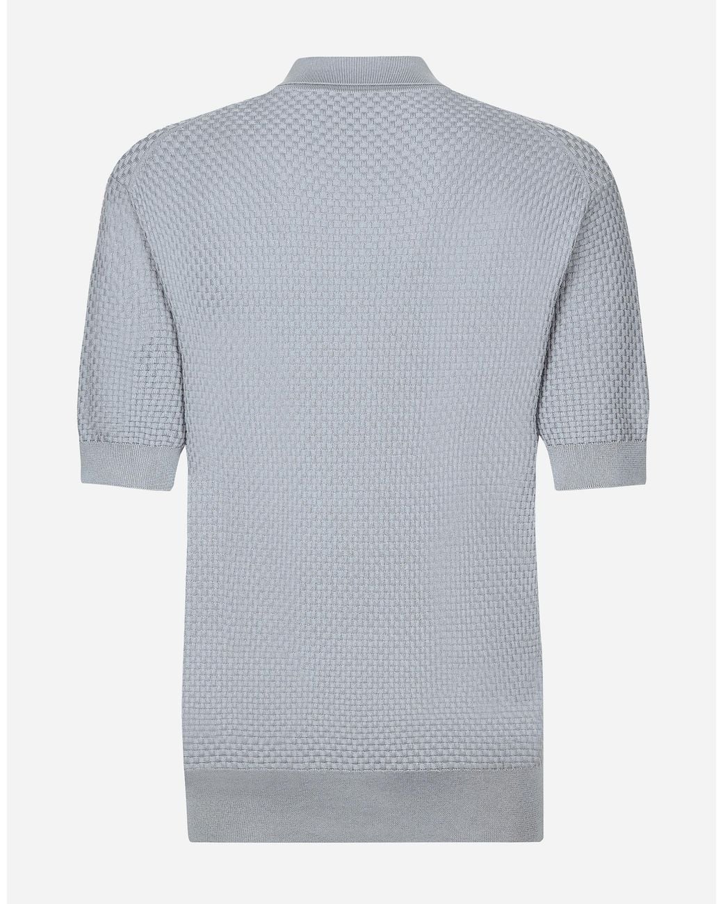 Dolce & Gabbana Blue Stretch Cotton Polo-Shirt With Dg Hardware for men