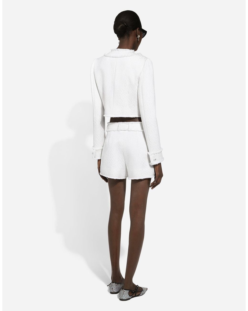 Dolce & Gabbana White Raschel Tweed Shorts