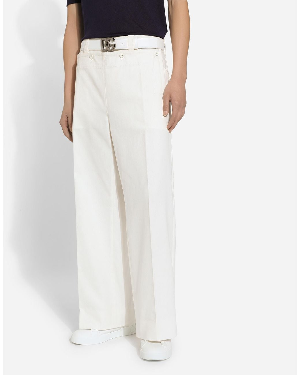 Dolce & Gabbana White Belt With Dg Logo Buckle for men