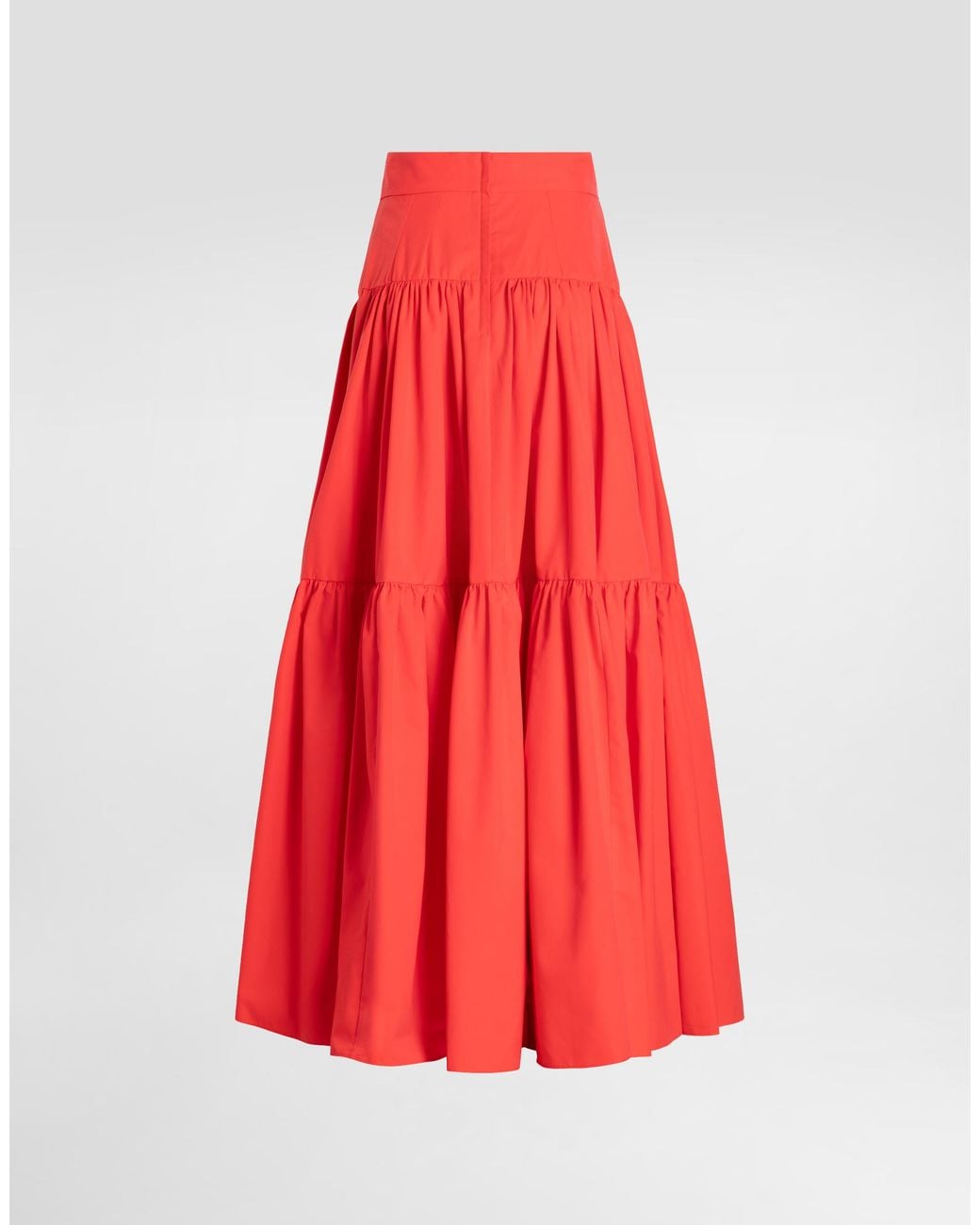 Dolce & Gabbana Red Long Cotton Poplin Skirt