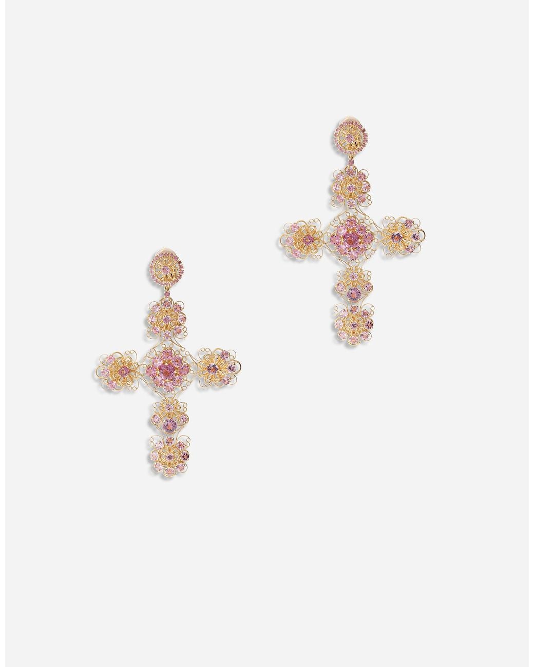 Dolce & Gabbana White Filigree Earrings 18-Carat And Tourmalines