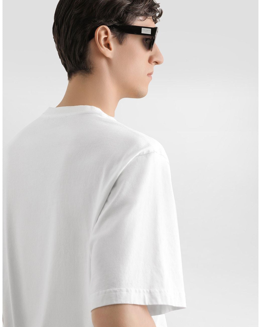 T-Shirt En Coton À Imprimé Et Broderie Dolce & Gabbana pour homme en coloris White