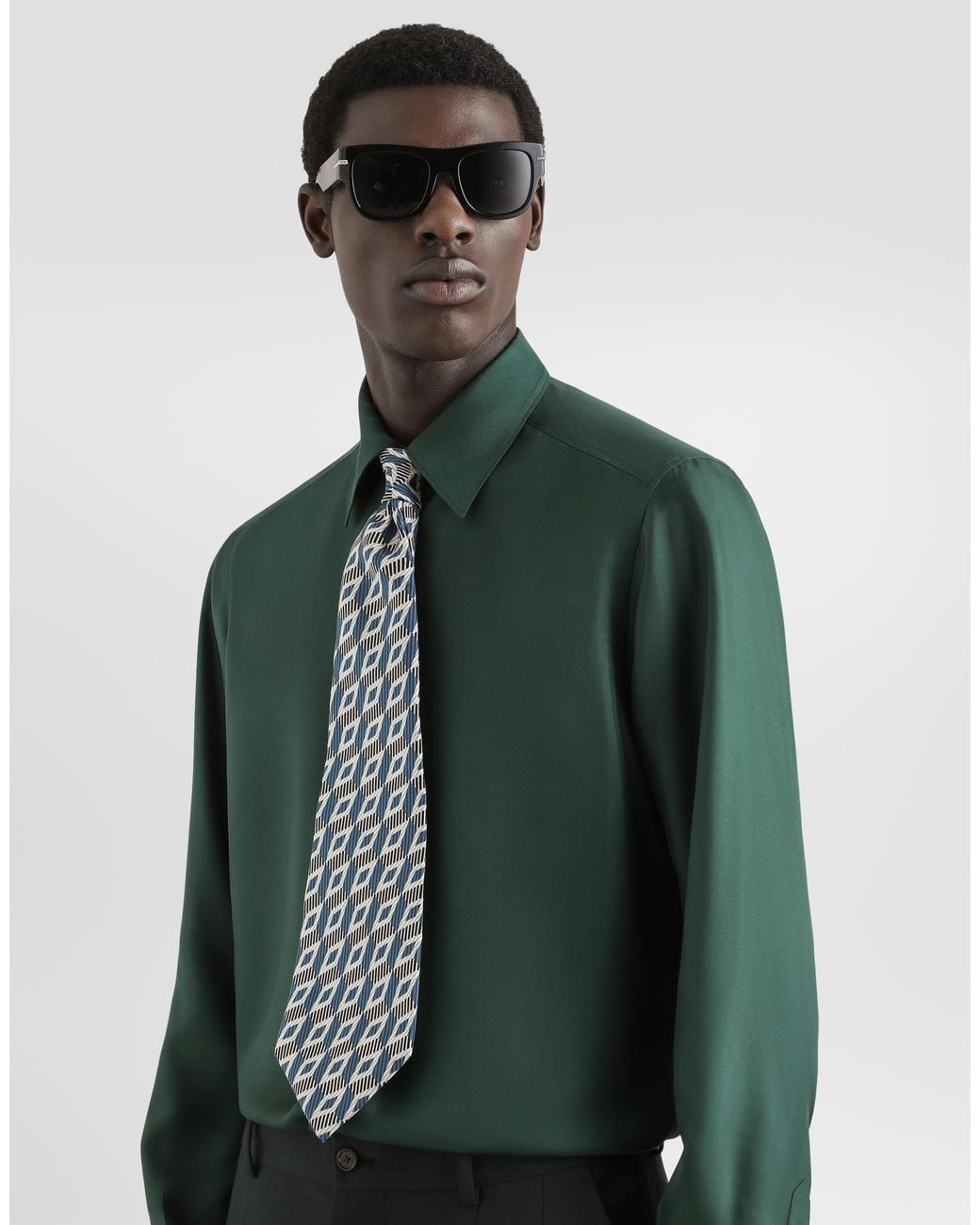 Dolce & Gabbana Green Martini Silk Twill Shirt for men