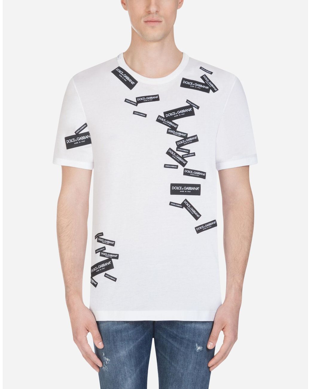 Dolce & Gabbana Cotton Logo Label Print T-shirt in White for Men - Save ...